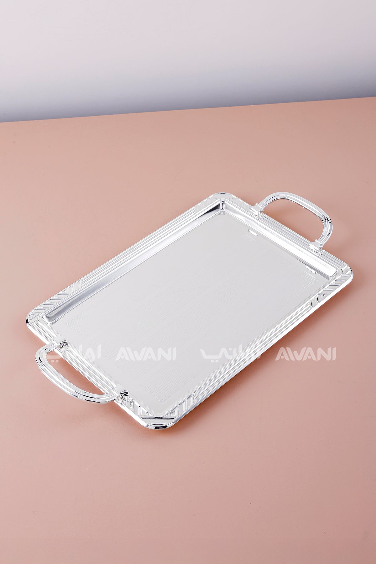 2 Pcs Luxury Silver Tray | Decorative Metal Serving Platter