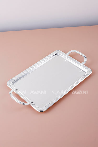2 Pcs Luxury Silver Tray | Decorative Metal Serving Platter