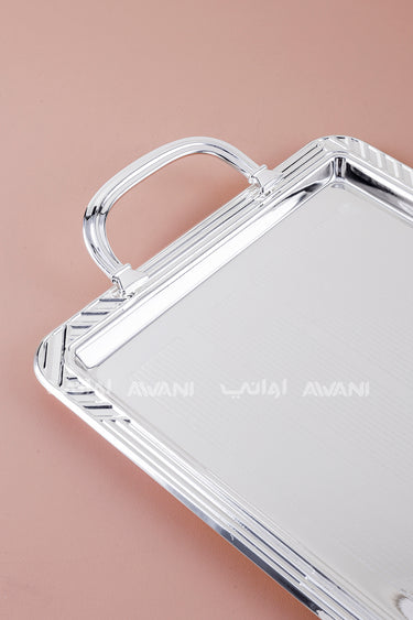 2 Pcs Luxury Silver Tray | Decorative Metal Serving Platter