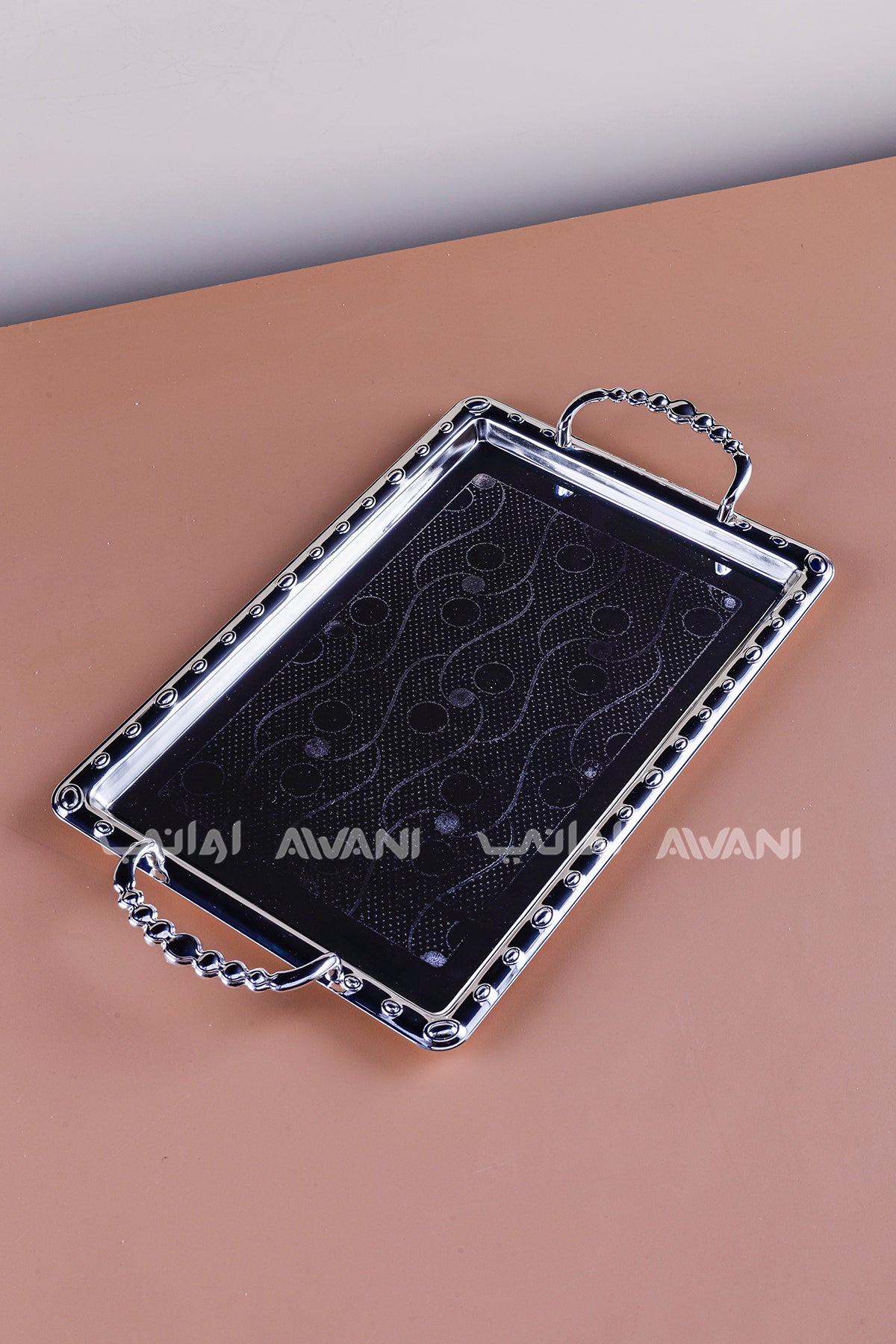2 Pcs Luxury Silver Tray | Decorative Metal Serving Platter