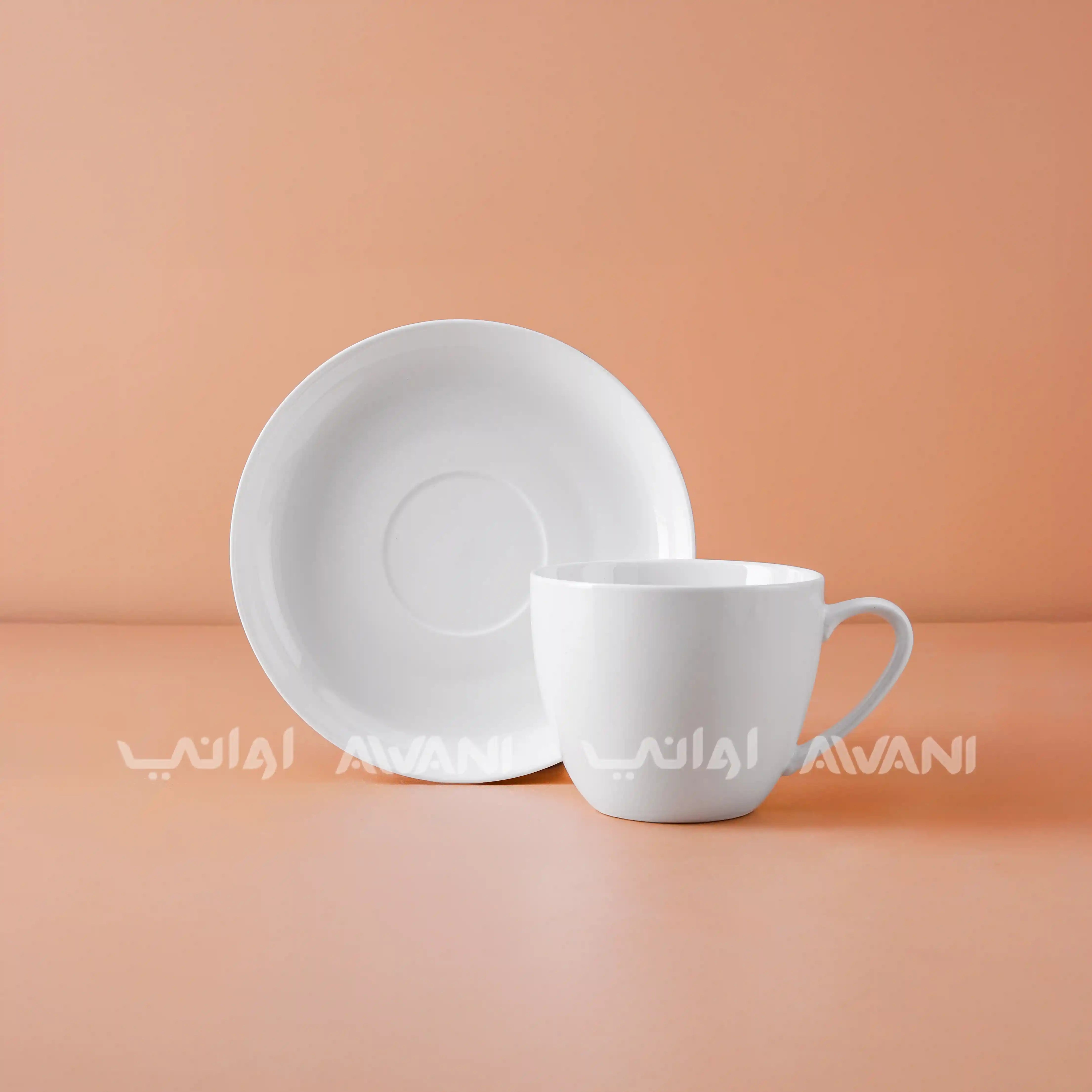 Plain Porcelain Tea Cup & Saucer Set – 12 Pcs | White