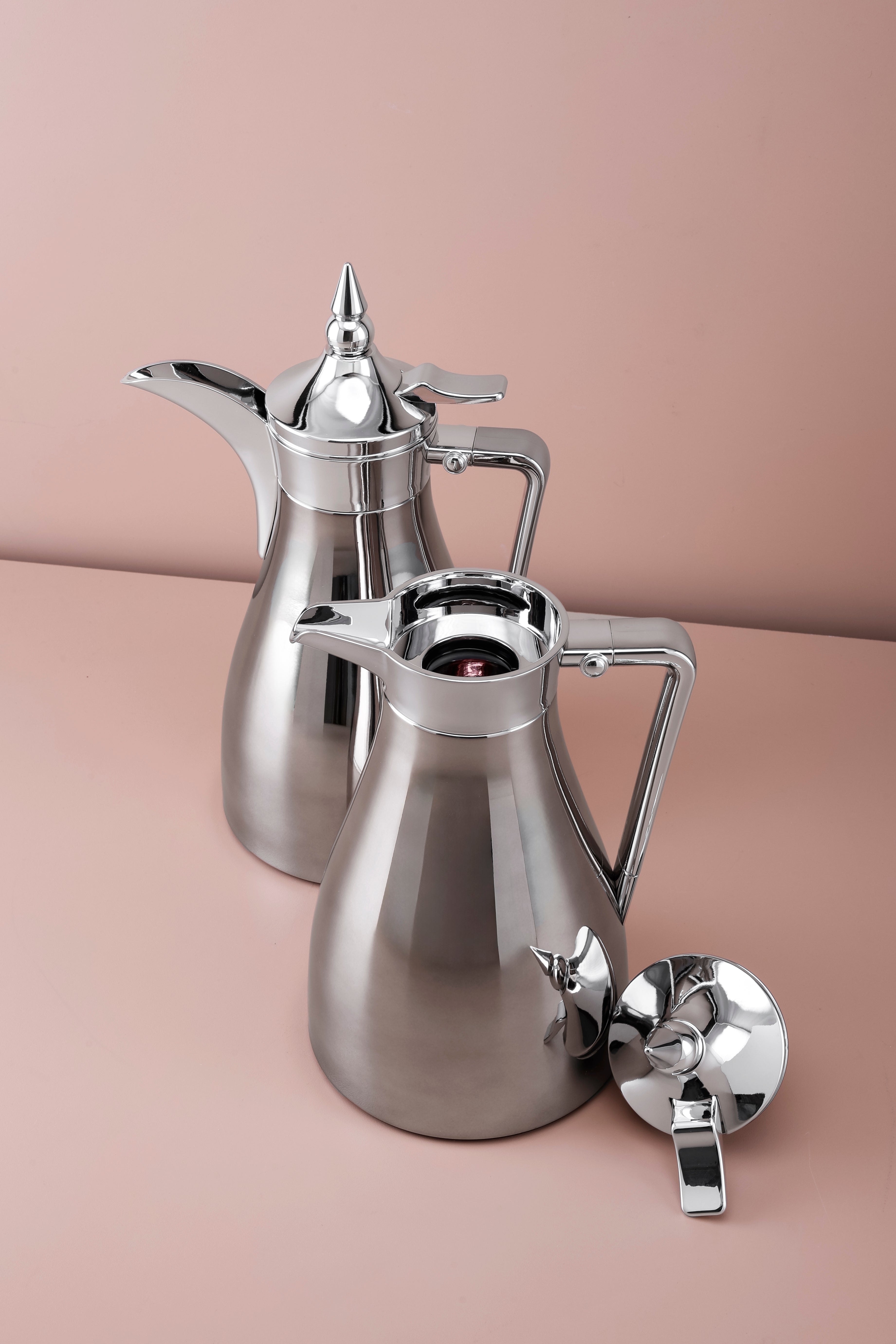 2 Pcs Flask Set Silver - 1 L + 1 L