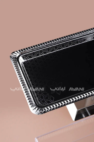 Rectangular Silver Steel Serving Stand with Acrylic Lid