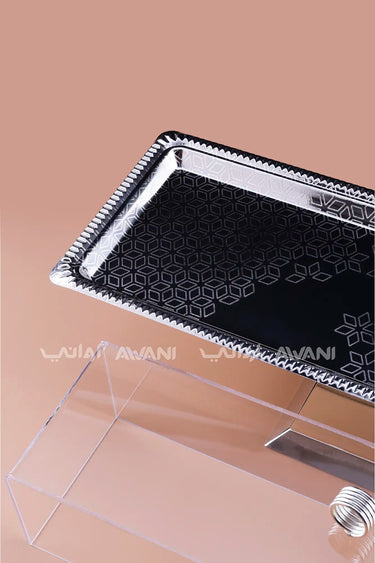 Modern Silver Pedestal Serving Stand with Clear Cover