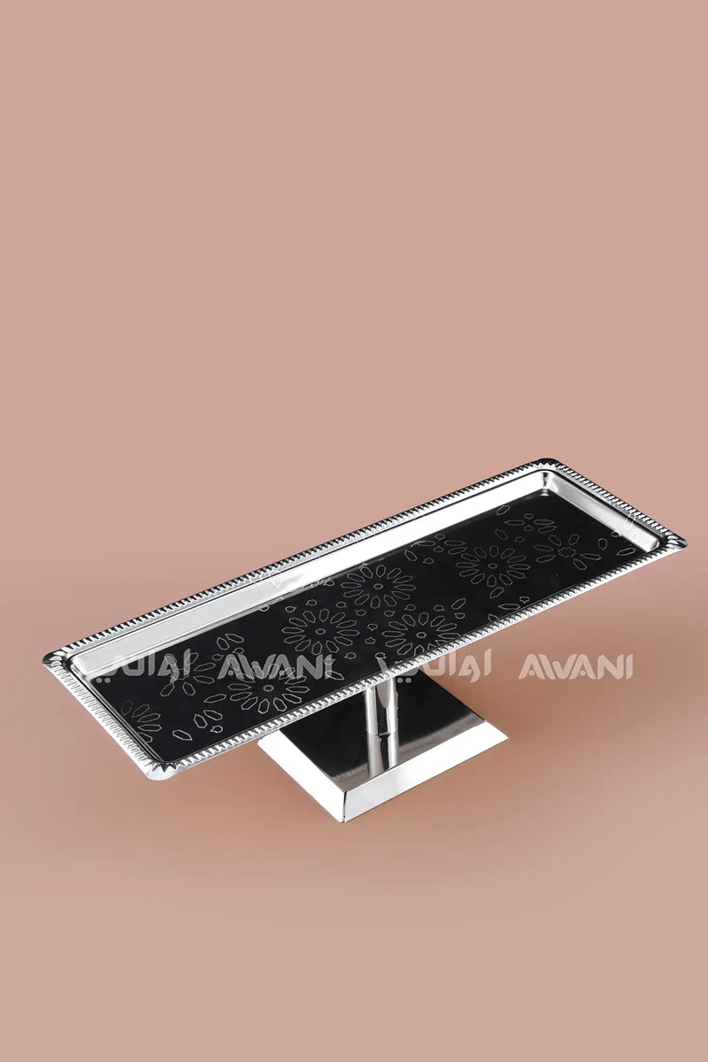 Rectangular Silver Food Display Stand with Acrylic Lid