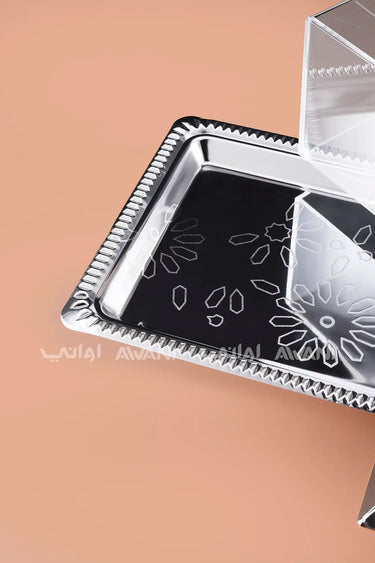 Silver Rectangular Dessert Stand with Clear Acrylic Dome
