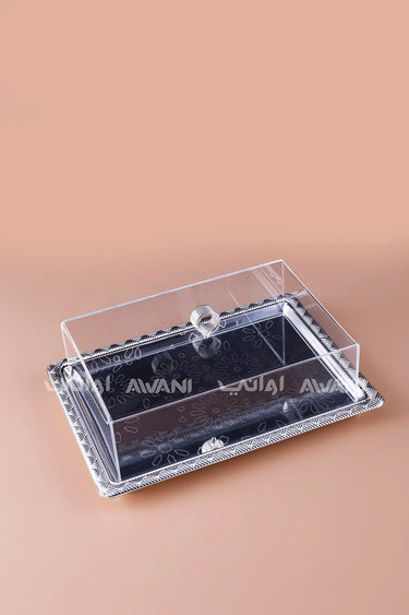 Dessert Stand with Silver Base & Clear Dome