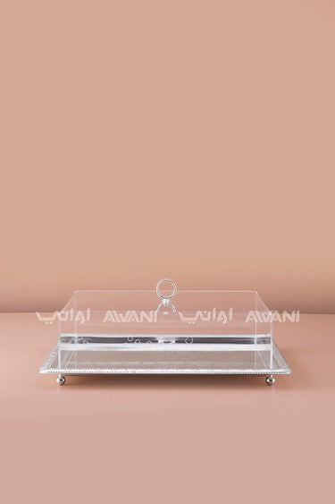 Dessert Stand with Silver Base & Clear Dome
