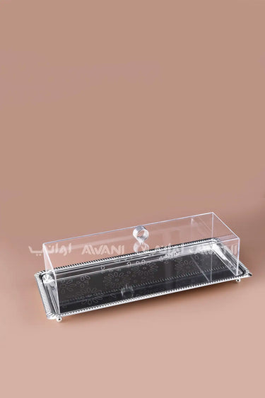 Dessert  Tray with Silver Base & Clear Dome