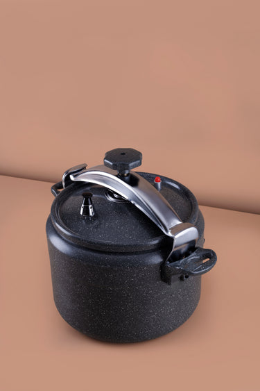 15 Litre Heavy-Duty Aluminum Pressure Cooker with Premium Granite Coating - Grey