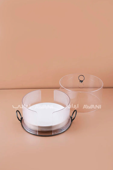 Clear Acrylic Plate Holder with Dome Lid and Black Base – L