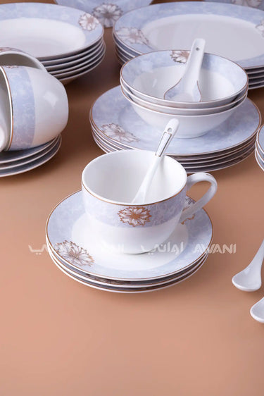Floral 70pc Porcelain Dinnerware Set – Complete Service for Fine Dining  Lavender Blossom & Gold Rim
