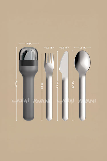 Pocket Utensils: The Ultimate Slim & Portable 3-Piece Cutlery Set - Black