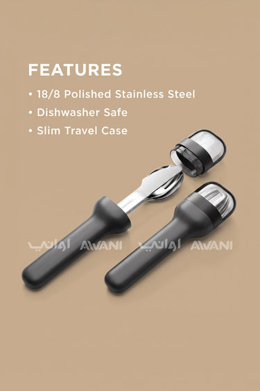 Pocket Utensils: The Ultimate Slim & Portable 3-Piece Cutlery Set - Black