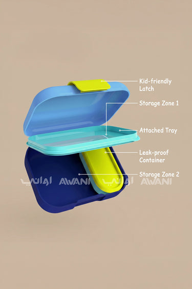 Zoku Neat Bento (Blue) Smart, Compact & Mess-Free