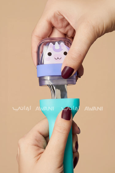 Pocket Utensils: The Ultimate Slim & Portable 3-Piece Cutlery Set -turquoise and purple handled