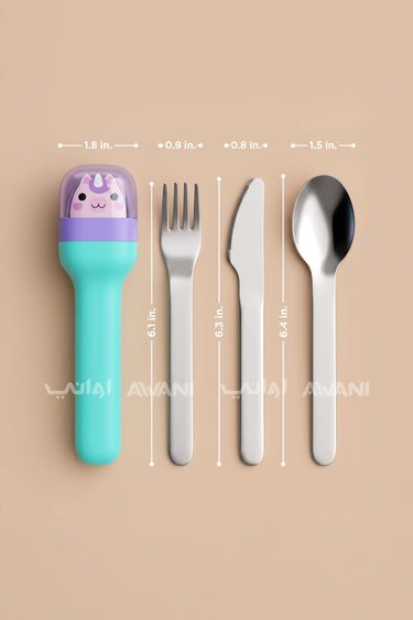 Pocket Utensils: The Ultimate Slim & Portable 3-Piece Cutlery Set -turquoise and purple handled