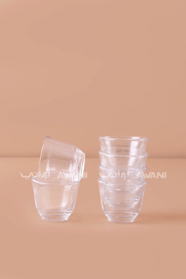 طقم أكواب قهوة زجاج سادة - 6 قطع