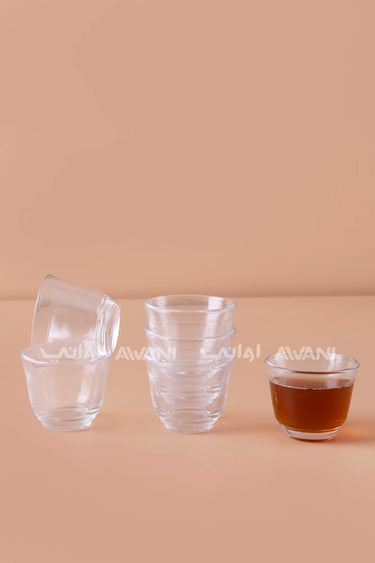 طقم أكواب قهوة زجاج سادة - 6 قطع
