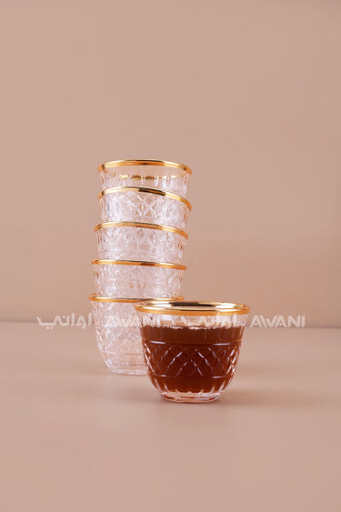 Diamond-Cut Gold Rimmed Arabic Coffee Cup Set (Finjan)-6