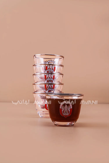 Heritage Silver -Rimmed Falcon Arabic Coffee (Gahwa) Cups - Set of 6