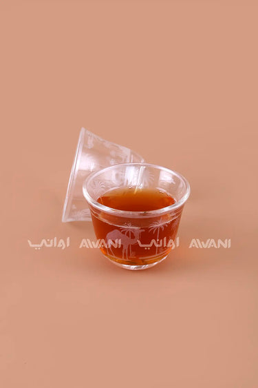 18-Piece Traditional Arabic Tea Set – Etched Glass with Palm & Camel Design