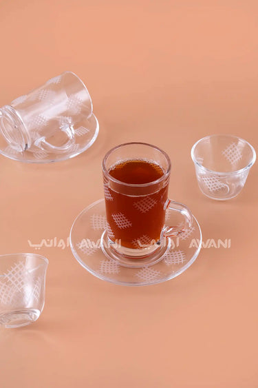 18-Piece Geometric Lattice Design Tea & Arabic Coffee Set