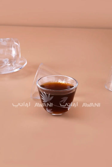 طقم شاي وقهوة عربي زجاجي مزخرف بالزهور من 18 قطعة