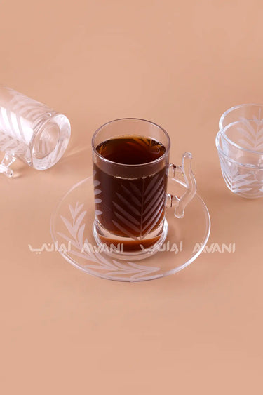 18-Piece Leaf Design Glass Tea & Arabic Coffee Set