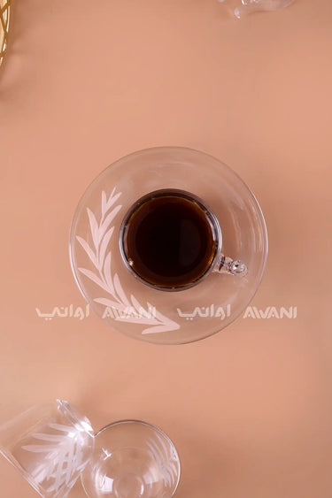 18-Piece Leaf Design Glass Tea & Arabic Coffee Set