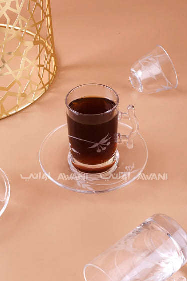 18-piece set for 6 guests (tea cups, Gahwa cups & saucers)