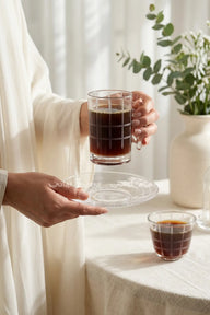 18 Pcs Modern Frosted Grid Glass Tea and Cawa Set