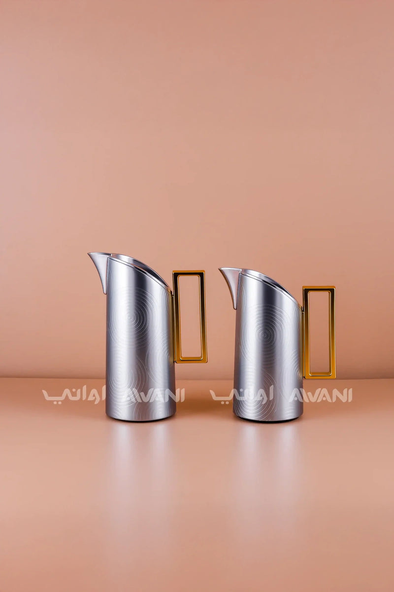 طقم ترامس – فضي مع مقبض ذهبي 0.7 / 1 لتر