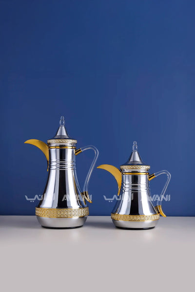 Dallah Set – 2 Pcs (0.35 ML + 1 L) Silver + Gold