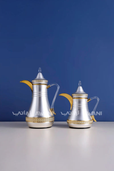 Dallah Set – 2 Pcs (0.35 ML + 1 L) Gold + Silver