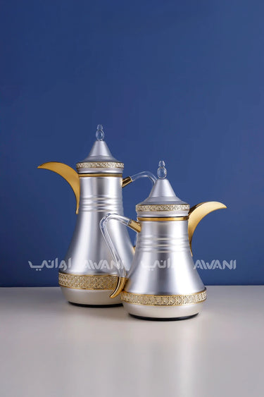 Dallah Set – 2 Pcs (0.35 ML + 1 L) Gold + Silver