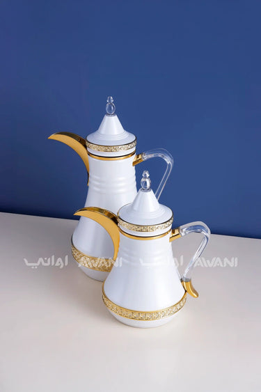 Dallah Set – 2 Pcs (0.35 ML + 1 L) White + Silver