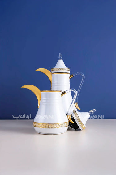 Dallah Set – 2 Pcs (0.35 ML + 1 L) White + Silver