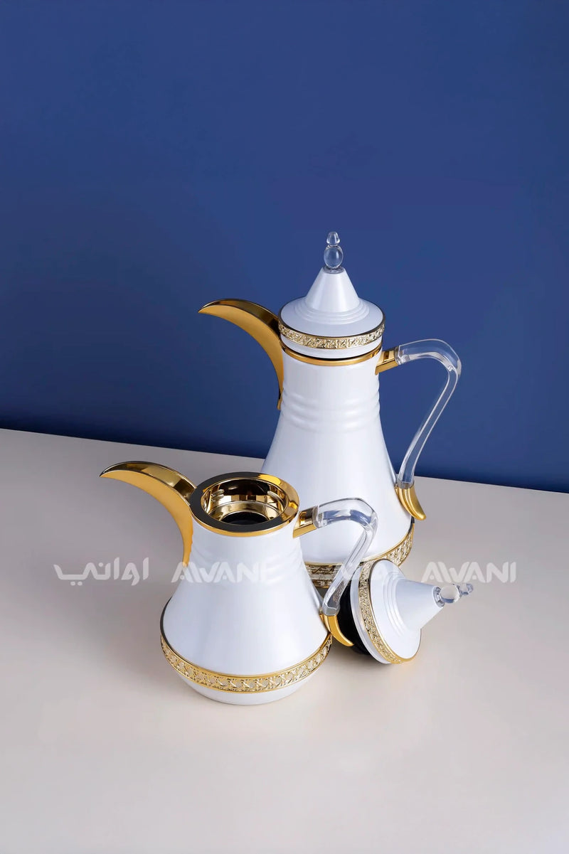 Dallah Set – 2 Pcs (0.35 ML + 1 L) White + Silver