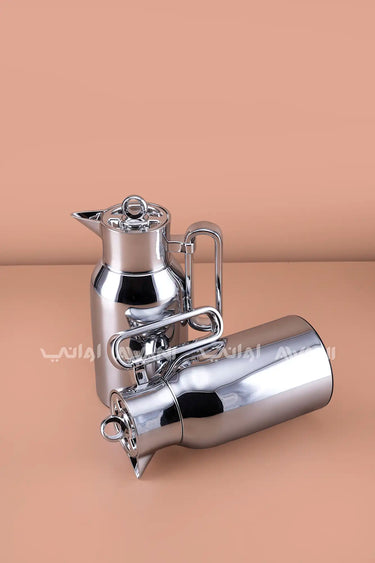 2-Piece Flask Set – Shiny Silver Finish – 1L + 1L
