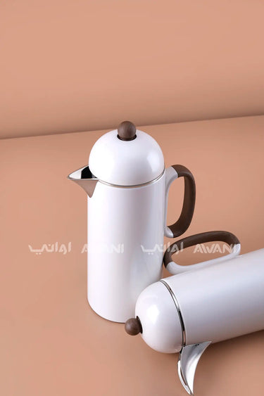 Thermal Carafe Set – Beige & Wooden Accents (2 Pcs – 1+1, L)