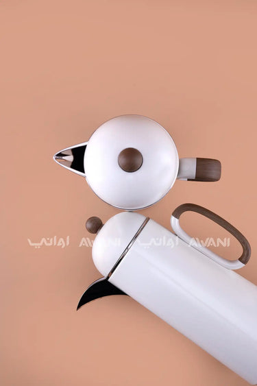 Thermal Carafe Set – Beige & Wooden Accents (2 Pcs – 1+1, L)