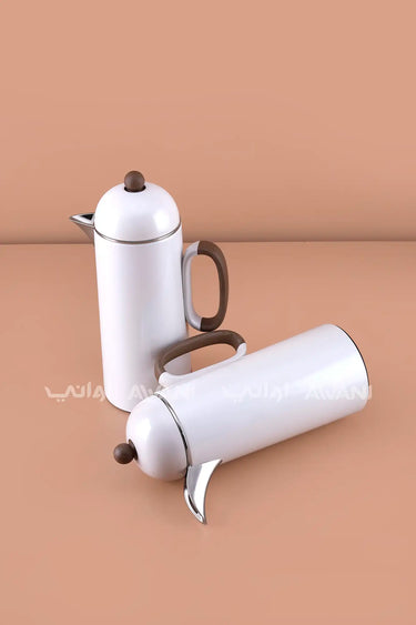 Thermal Carafe Set – Beige & Wooden Accents (2 Pcs – 1+1, L)