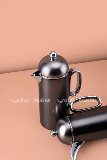 طقم ترمس حراري كريستال رمادي - (قطعتان – 1+1 لتر)