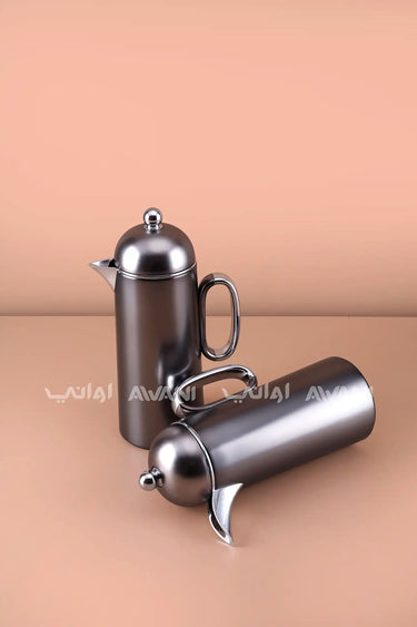 طقم ترمس حراري كريستال رمادي - (قطعتان – 1+1 لتر)