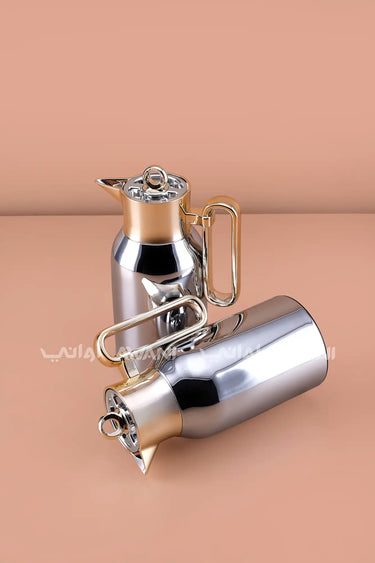 2-Piece Flask Set – Silver & Gold Finish – 1L + 1L