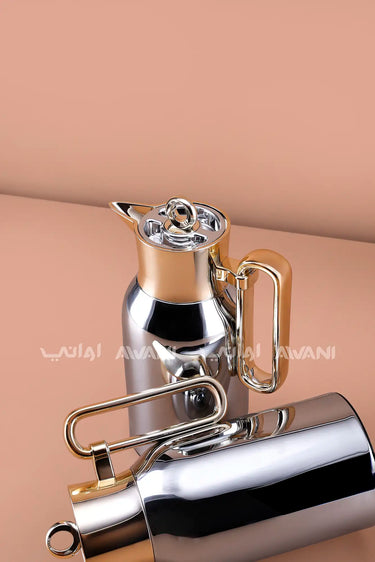 2-Piece Flask Set – Silver & Gold Finish – 1L + 1L