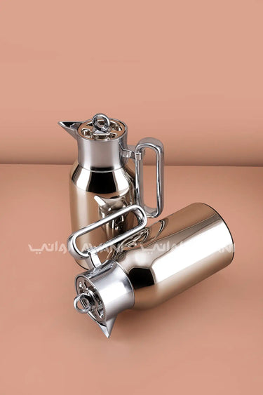 2-Piece Flask Set – Coffee & Silver Finish – 1L + 1L