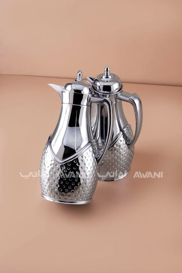 Elegant Silver Thermal Flask Set – 2 Pieces