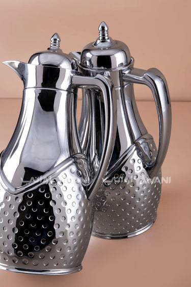 Elegant Silver Thermal Flask Set – 2 Pieces